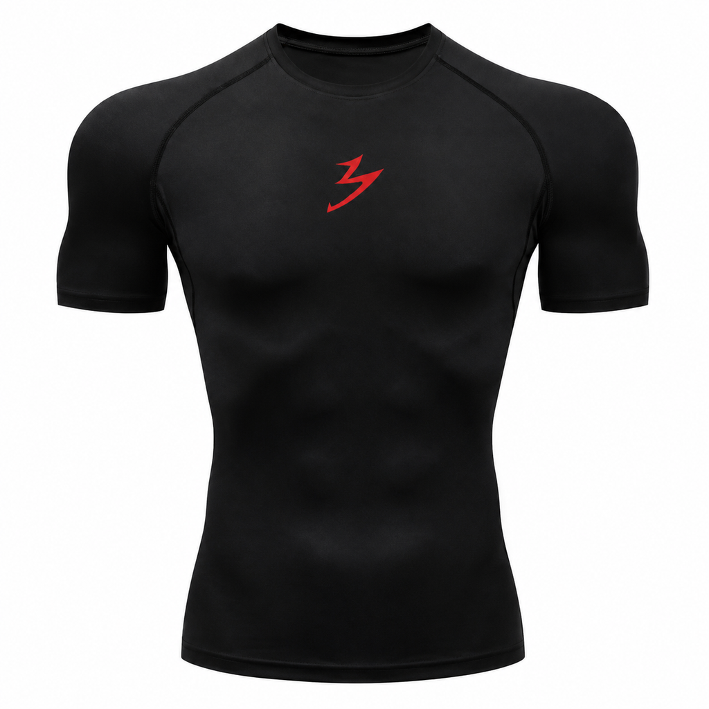 Performance T-Shirt with Red Lightning Logo — Lightweight Athletic Tee